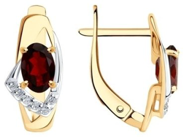 Серьги Diamant 51-320-01028-2 вес 2.3 г золото, гранат купить,254192