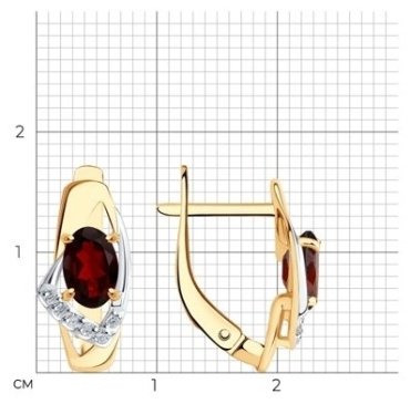 Серьги Diamant 51-320-01028-2 вес 2.3 г золото, гранат купить,254192