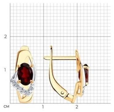 Серьги Diamant 51-320-01028-2 вес 2.3 г золото, гранат купить,254192