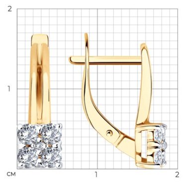 Серьги Diamant 51-120-02822-1_s вес 2.48 г золото, фианит купить,319000