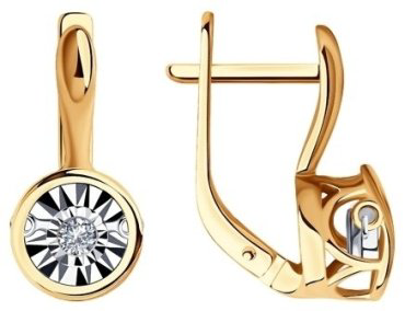 Серьги Diamant 51-220-01243-1 вес 3.2 г золото, бриллиант купить,753218