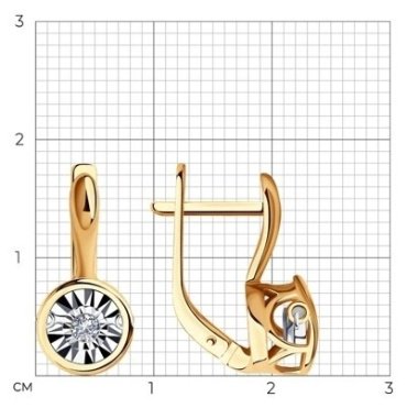 Серьги Diamant 51-220-01243-1 вес 3.2 г золото, бриллиант купить,753218