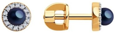 Серьги SOKOLOV 8020092 вес 1.72 г золото, бриллиант, жемчуг купить,321786
