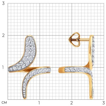 Серьги Diamant 51-122-02967-1 вес 3.56 г золото, фианит купить,289196