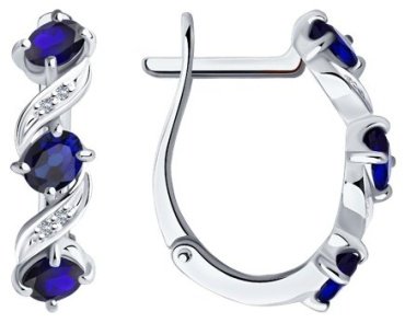 Серьги Diamant 52-220-00891-1 вес 2.98 г золото, бриллиант, сапфир купить,817578