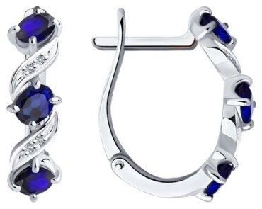 Серьги Diamant 52-220-00891-1 вес 2.98 г золото, бриллиант, сапфир купить,817578