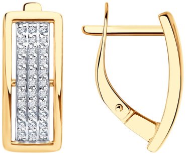 Серьги Diamant 51-120-02814-1 вес 3.56 г золото, фианит купить,283197
