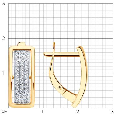 Серьги Diamant 51-120-02814-1 вес 3.56 г золото, фианит купить,283197
