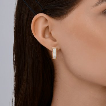 Серьги Diamant 51-120-02814-1 вес 3.56 г золото, фианит купить,283197