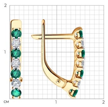 Серьги Diamant 51-220-02325-2 вес 1.87 г золото, изумруд