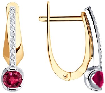 Серьги Diamant 51-220-01504-2 вес 2.89 г золото, бриллиант, рубин купить,543893