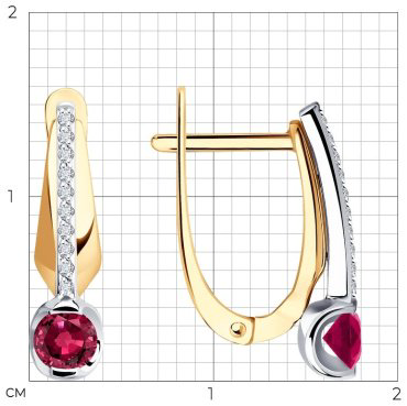 Серьги Diamant 51-220-01504-2 вес 2.89 г золото, бриллиант, рубин купить,543893