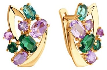 Серьги Diamant 51-320-00392-1 вес 4.28 г золото, аметист, турмалин купить,468312