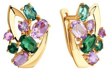 Серьги Diamant 51-320-00392-1 вес 4.28 г золото, аметист, турмалин купить,468312