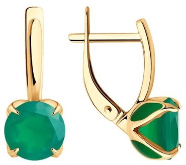 Серьги Diamant 51-320-02058-7 вес 3.52 г золото, агат купить,333790
