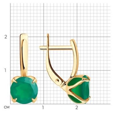 Серьги Diamant 51-320-02058-7 вес 3.52 г золото, агат купить,333790