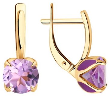 Серьги Diamant 51-320-02058-4 вес 3.48 г золото, аметист купить,258193