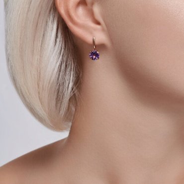 Серьги Diamant 51-320-02058-4 вес 3.48 г золото, аметист купить,258193