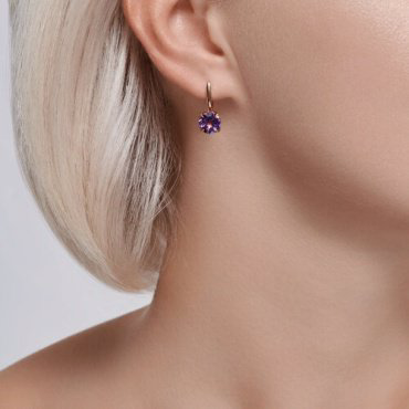 Серьги Diamant 51-320-02058-4 вес 3.48 г золото, аметист купить,258193