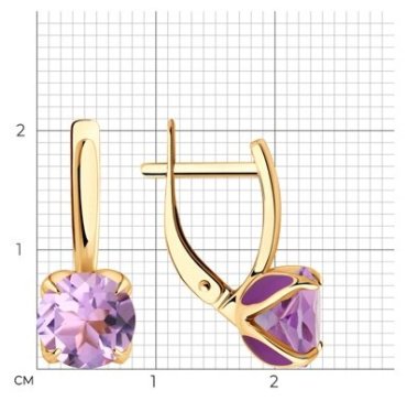 Серьги Diamant 51-320-02058-4 вес 3.48 г золото, аметист купить,258193
