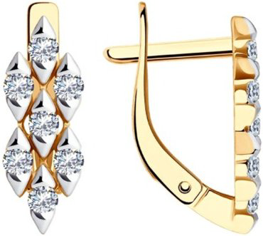 Серьги Diamant 51-120-02346-1 вес 2.56 г золото, фианит купить,258143