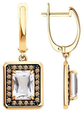 Серьги Diamant 51-321-02962-1_s вес 5.16 г золото, фианит, горный хрусталь купить,449871