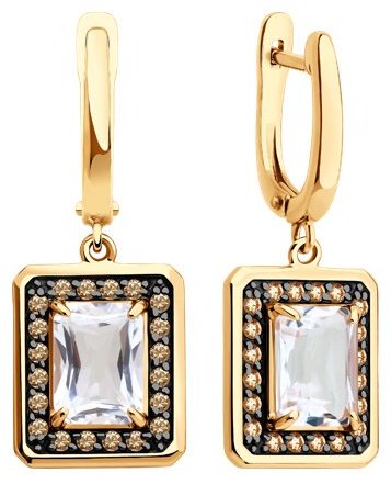Серьги Diamant 51-321-02962-1_s вес 5.16 г золото, фианит, горный хрусталь купить,449871