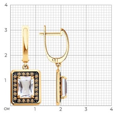 Серьги Diamant 51-321-02962-1_s вес 5.16 г золото, фианит, горный хрусталь купить,449871
