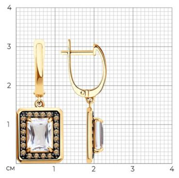 Серьги Diamant 51-321-02962-1_s вес 5.16 г золото, фианит, горный хрусталь купить,449871