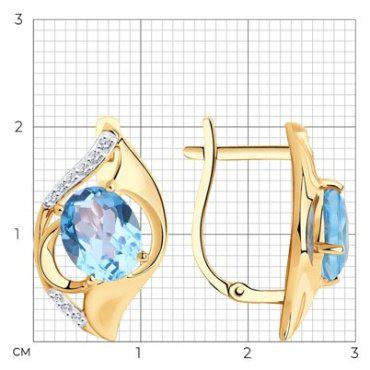 Серьги Diamant 51-320-00924-1 вес 4.66 г золото, фианит, топаз купить,474705