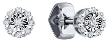 Пусеты Diamant 52-222-02061-1 вес 0.91 г золото, бриллиант купить,NaN
