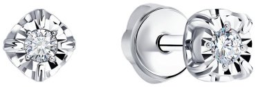 Пусеты SOKOLOV 1022292-3 вес 1.54 г золото, бриллиант купить,434613