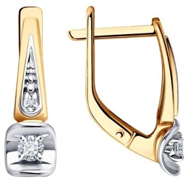 Серьги Diamant 51-220-01902-1 вес 2.61 г золото, бриллиант купить,479871