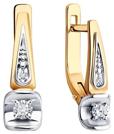 Серьги Diamant 51-220-01902-1 вес 2.61 г золото, бриллиант купить,479871