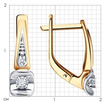 Серьги Diamant 51-220-01902-1 вес 2.61 г золото, бриллиант купить,479871