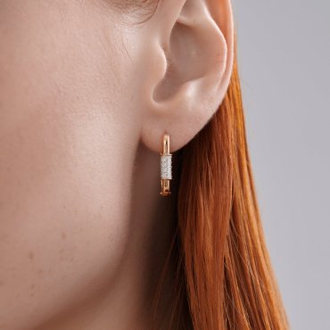 Серьги Diamant 51-120-02928-1 вес 3.5 г золото, фианит купить,299845