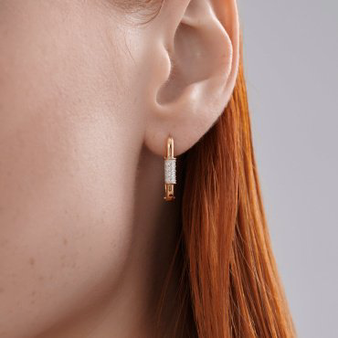 Серьги Diamant 51-120-02928-1 вес 3.5 г золото, фианит купить,299845