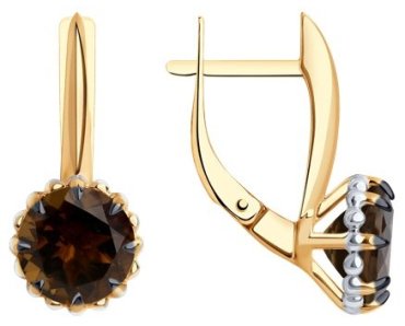 Серьги Diamant 51-320-01761-2 вес 3.62 г золото, раухтопаз купить,275369