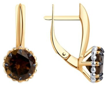 Серьги Diamant 51-320-01761-2 вес 3.62 г золото, раухтопаз купить,275369