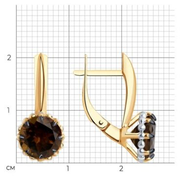 Серьги Diamant 51-320-01761-2 вес 3.62 г золото, раухтопаз купить,275369