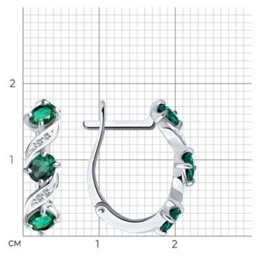 Серьги Diamant 52-220-00891-2 вес 2.98 г золото, бриллиант, изумруд купить,623532