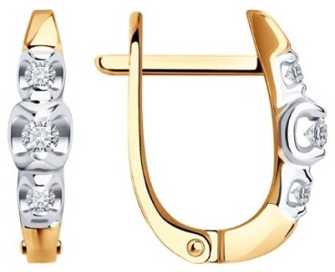 Серьги Diamant 51-220-01739-1 вес 2.015 г золото, бриллиант купить,418140