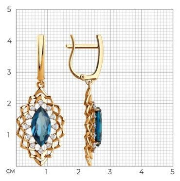 Серьги Diamant 51-321-02468-2 вес 5.9 г золото, топаз купить,468180
