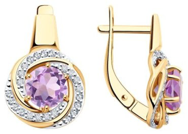 Серьги Diamant 51-320-02281-4 вес 3.81 г золото, аметист купить,295673