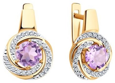 Серьги Diamant 51-320-02281-4 вес 3.81 г золото, аметист купить,295673