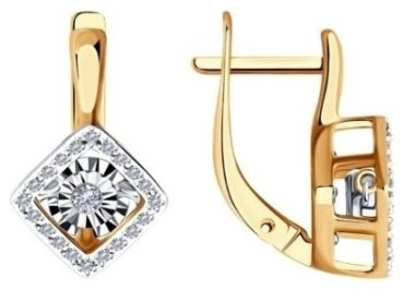 Серьги Diamant 51-220-01265-1 вес 3.9 г золото, бриллиант купить,592575