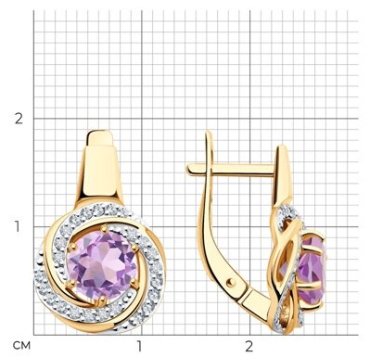 Серьги Diamant 51-320-02281-4 вес 3.81 г золото, аметист купить,295673