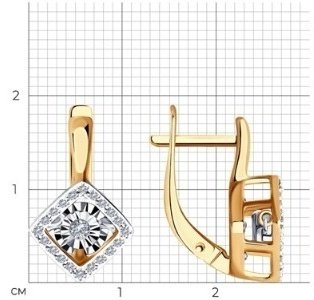Серьги Diamant 51-220-01265-1 вес 3.9 г золото, бриллиант купить,592575