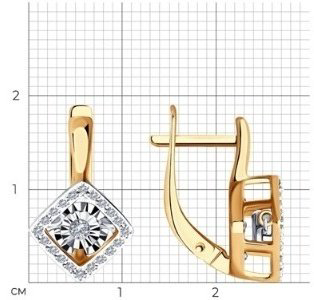 Серьги Diamant 51-220-01265-1 вес 3.9 г золото, бриллиант купить,592575