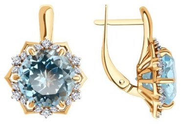 Серьги Diamant 51-320-02159-1 вес 9.62 г золото, топаз купить,809323